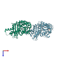 PDB entry 1w59 coloured by chain, top view.