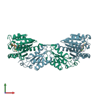 PDB entry 1w5f coloured by chain, front view.