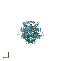 PDB entry 1w5f coloured by chain, side view.