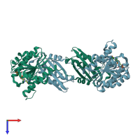 PDB entry 1w5f coloured by chain, top view.
