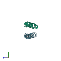 PDB entry 1w5g coloured by chain, side view.