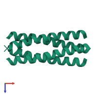 Homo tetrameric assembly 1 of PDB entry 1w5h coloured by chemically distinct molecules, top view.