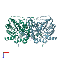 PDB entry 1w5q coloured by chain, top view.