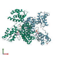 PDB entry 1w5s coloured by chain, front view.