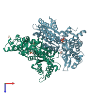 PDB entry 1w5s coloured by chain, top view.