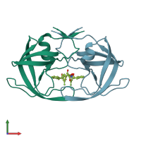 PDB entry 1w5v coloured by chain, front view.