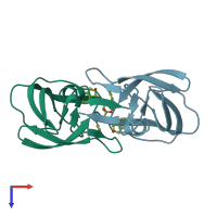 PDB entry 1w5v coloured by chain, top view.
