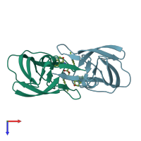 PDB entry 1w5w coloured by chain, top view.