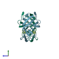 PDB entry 1w5y coloured by chain, side view.