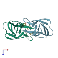 PDB entry 1w5y coloured by chain, top view.