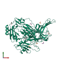 PDB entry 1w5z coloured by chain, front view.