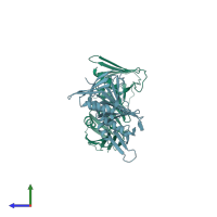 PDB entry 1w60 coloured by chain, side view.