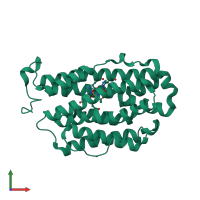 PDB entry 1w68 coloured by chain, front view.