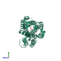 PDB entry 1w69 coloured by chain, side view.