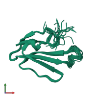 PDB entry 1w6b coloured by chain, ensemble of 20 models, front view.
