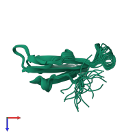 PDB entry 1w6b coloured by chain, ensemble of 20 models, top view.
