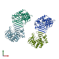 PDB entry 1w6f coloured by chain, front view.