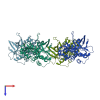 PDB entry 1w6f coloured by chain, top view.