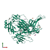 PDB entry 1w6g coloured by chain, front view.