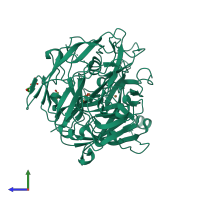 PDB entry 1w6l coloured by chain, side view.