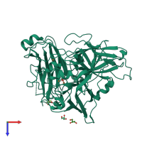 PDB entry 1w6l coloured by chain, top view.