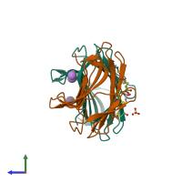 PDB entry 1w6o coloured by chain, side view.