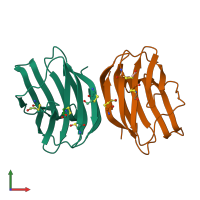 PDB entry 1w6q coloured by chain, front view.