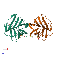 PDB entry 1w6q coloured by chain, top view.