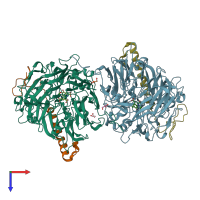 PDB entry 1w6s coloured by chain, top view.