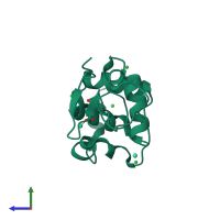 PDB entry 1w6z coloured by chain, side view.