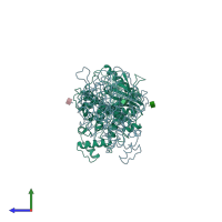 PDB entry 1w75 coloured by chain, side view.