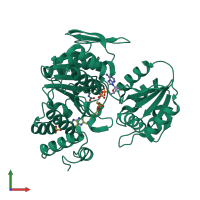 PDB entry 1w78 coloured by chain, front view.
