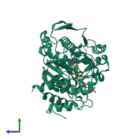 PDB entry 1w78 coloured by chain, side view.