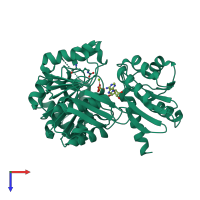 PDB entry 1w7k coloured by chain, top view.