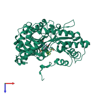 PDB entry 1w7m coloured by chain, top view.