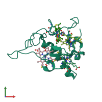 PDB entry 1w7o coloured by chain, front view.