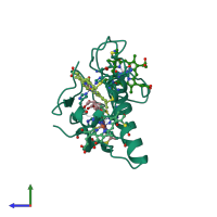 PDB entry 1w7o coloured by chain, side view.