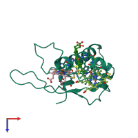 PDB entry 1w7o coloured by chain, top view.
