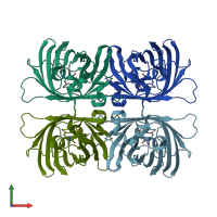 PDB entry 1w7s coloured by chain, front view.