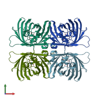 PDB entry 1w7t coloured by chain, front view.