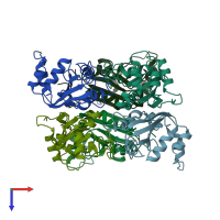 PDB entry 1w7w coloured by chain, top view.