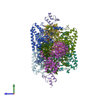 PDB entry 1w88 coloured by chain, side view.