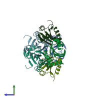 PDB entry 1w89 coloured by chain, side view.