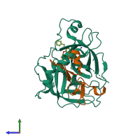 PDB entry 1w8b coloured by chain, side view.