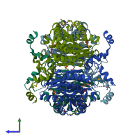 PDB entry 1w8d coloured by chain, side view.