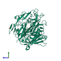 PDB entry 1w8e coloured by chain, side view.