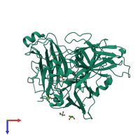 PDB entry 1w8e coloured by chain, top view.