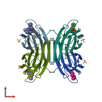 PDB entry 1w8f coloured by chain, front view.