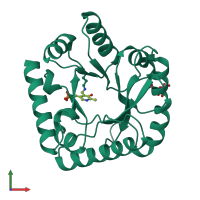 PDB entry 1w8g coloured by chain, front view.