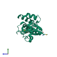 PDB entry 1w8i coloured by chain, side view.